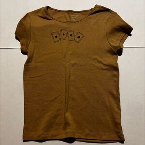 camel / light brown american eagle ace playing card graphic baby tee